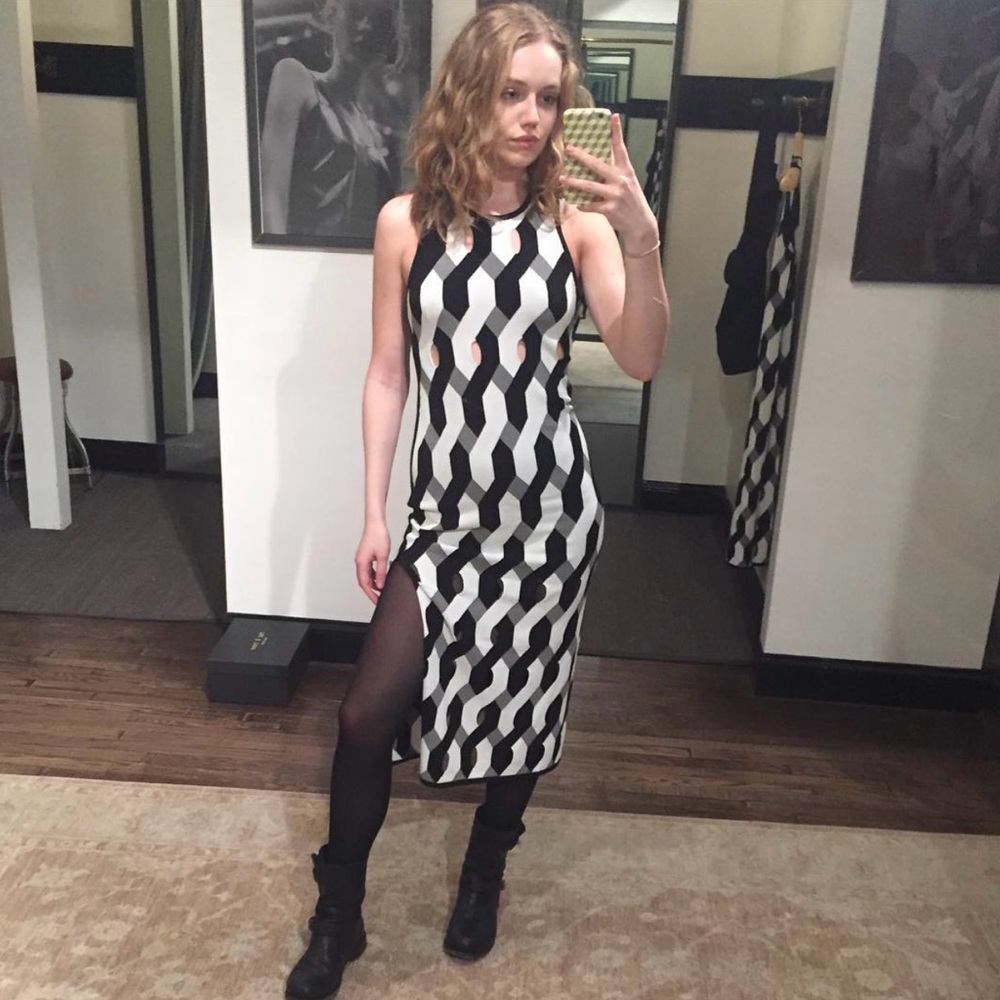 Rag & Bone Monochrome Zigzag Midi Dress